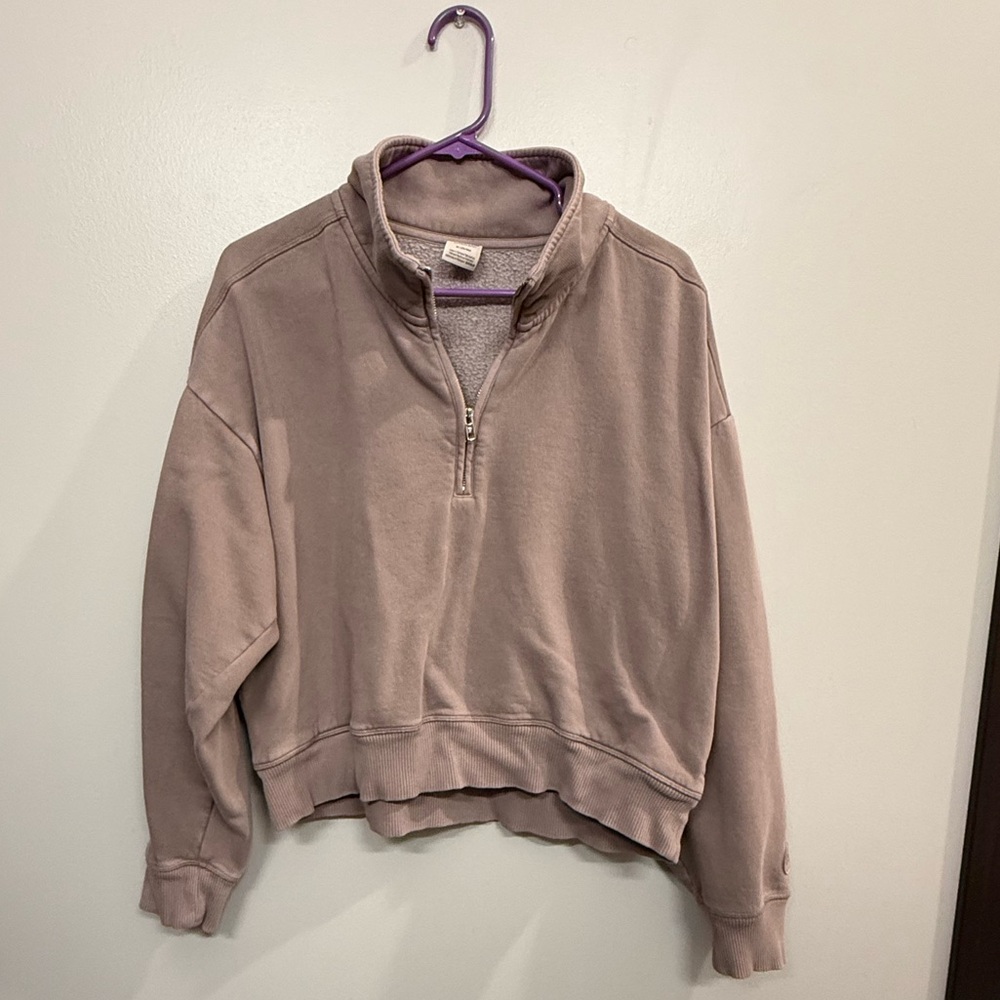 PINK Victoria's Secret Taupe Quarter-Zip Sweatshirt